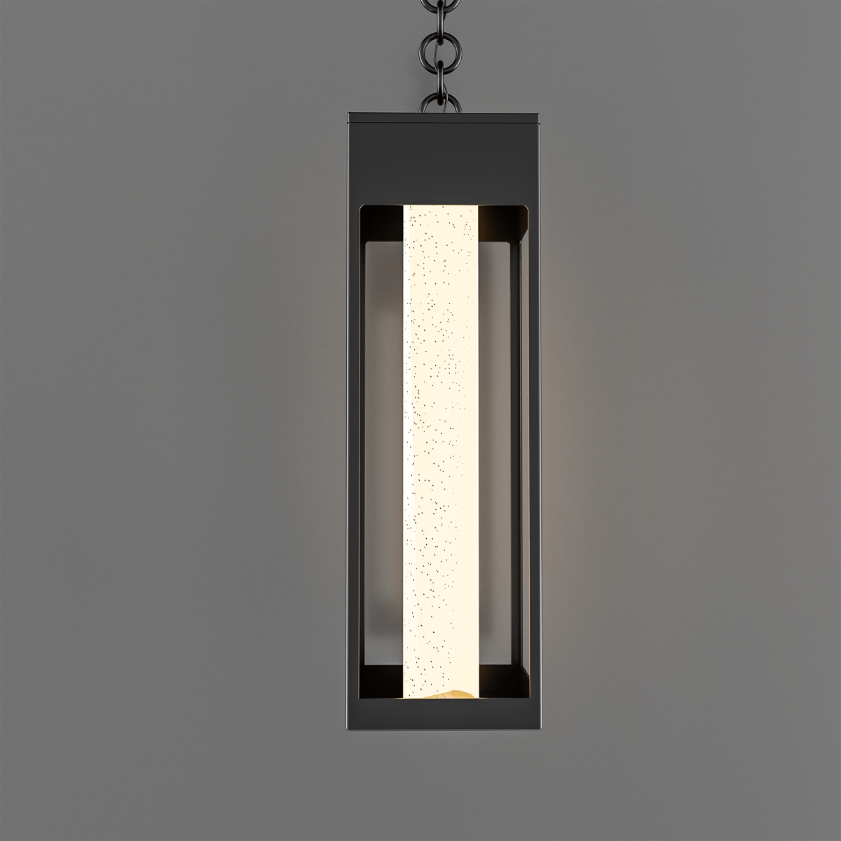 1-Light LED Integrated Black Outdoor Ceiling Light, 11W 3CCT, Bubble Glass, Pendant - 3.74"L x 3.74"W x 11.65"H