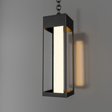 1-Light LED Integrated Black Outdoor Ceiling Light, 11W 3CCT, Bubble Glass, Pendant - 3.74"L x 3.74"W x 11.65"H