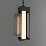 1-Light LED Integrated Black Outdoor Ceiling Light, 11W 3CCT, Bubble Glass, Pendant - 3.74"L x 3.74"W x 11.65"H
