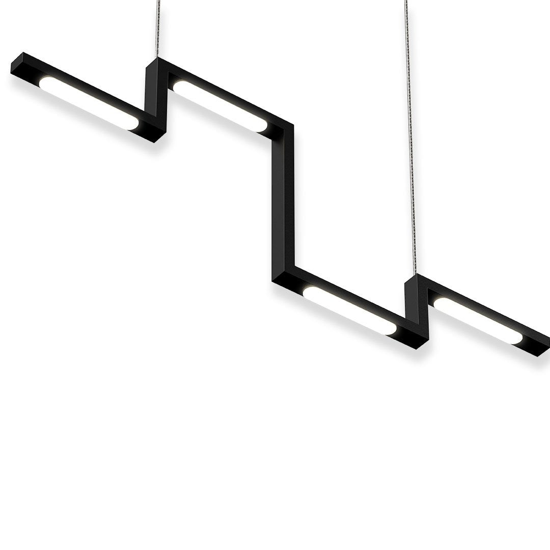 1-Light, LED Linear Chandelier Light Fixture In Matte black Body Finish, 23W, 3000K, 1150LM Dimmable, 39.4''×1.3''×71'' (Dimension)