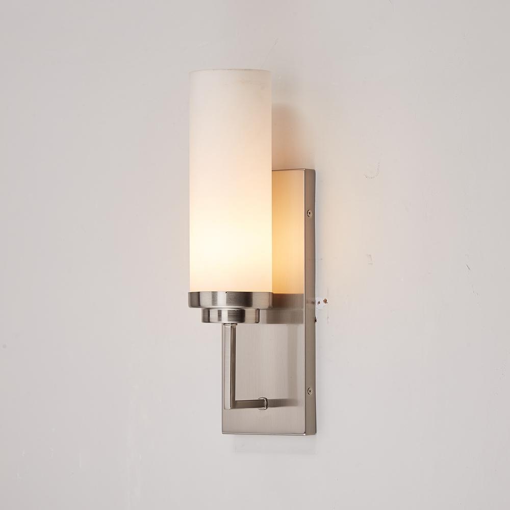 1-Light, LED Wall Sconce Light, Brushed Nickel with Opal Glass Shade, Decorative Wall Lamp, Hallway Light Fixtures, Dim: W4.6"xH15"xE3.5"