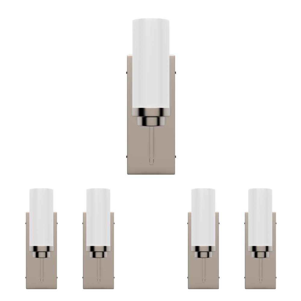 1-Light, LED Wall Sconce Light, Brushed Nickel with Opal Glass Shade, Decorative Wall Lamp, Hallway Light Fixtures, Dim: W4.6"xH15"xE3.5"