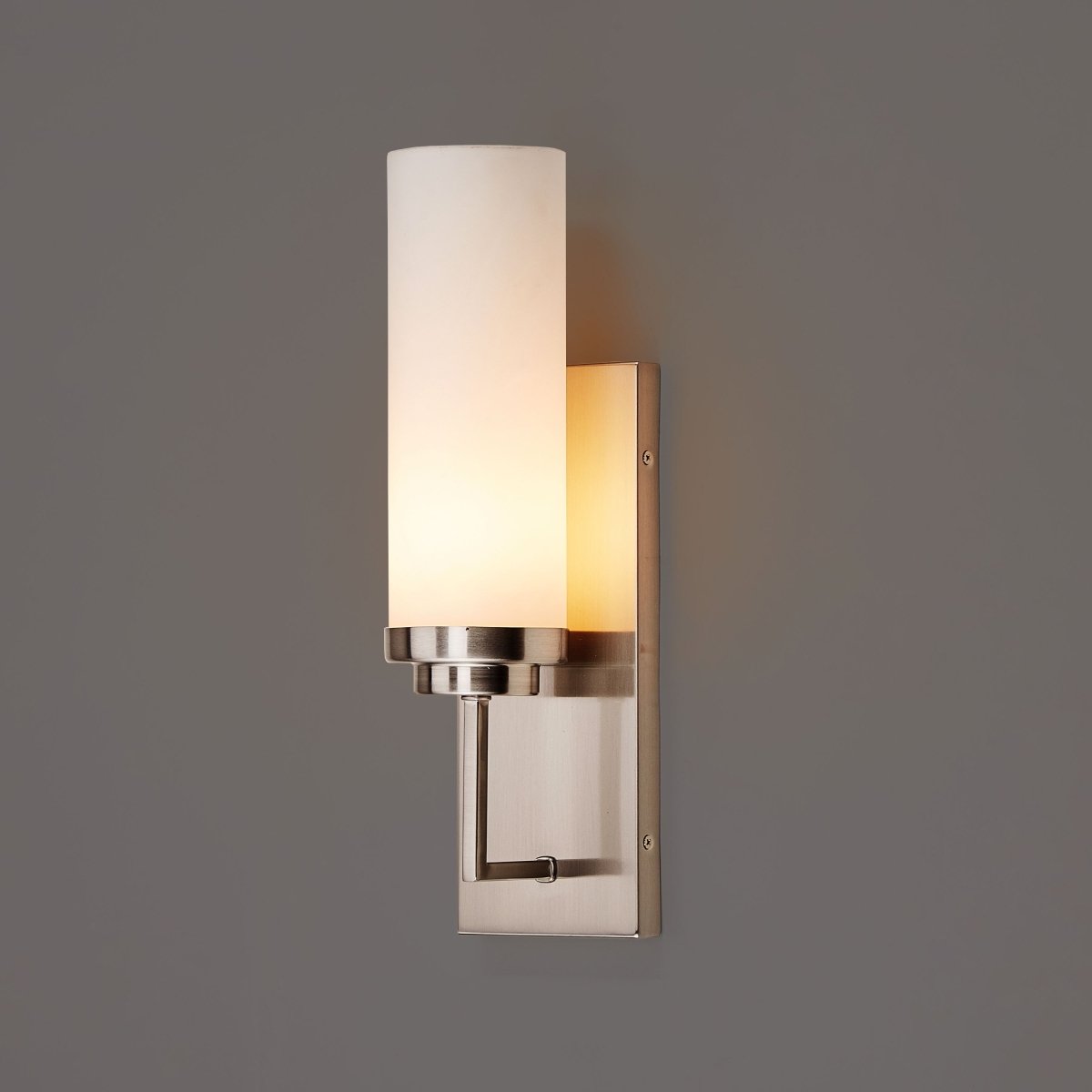 1-Light, LED Wall Sconce Light, Brushed Nickel with Opal Glass Shade, Decorative Wall Lamp, Hallway Light Fixtures, Dim: W4.6"xH15"xE3.5"