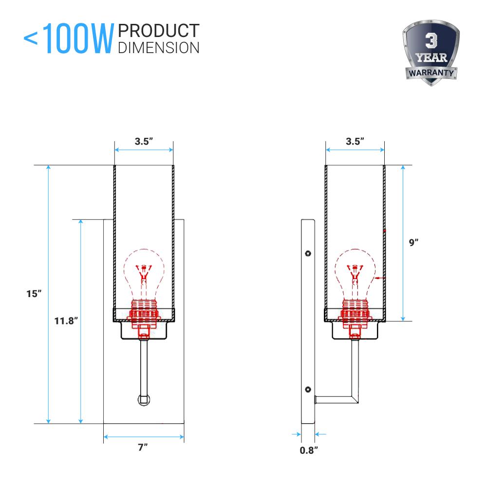 1-Light, LED Wall Sconce Light, Brushed Nickel with Opal Glass Shade, Decorative Wall Lamp, Hallway Light Fixtures, Dim: W4.6"xH15"xE3.5"