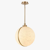 1 Light Mini Pendant Brass finish Hardware with Faux Alabaster, Pendant Lighting, E26 Base - 16”D x 17.5“H