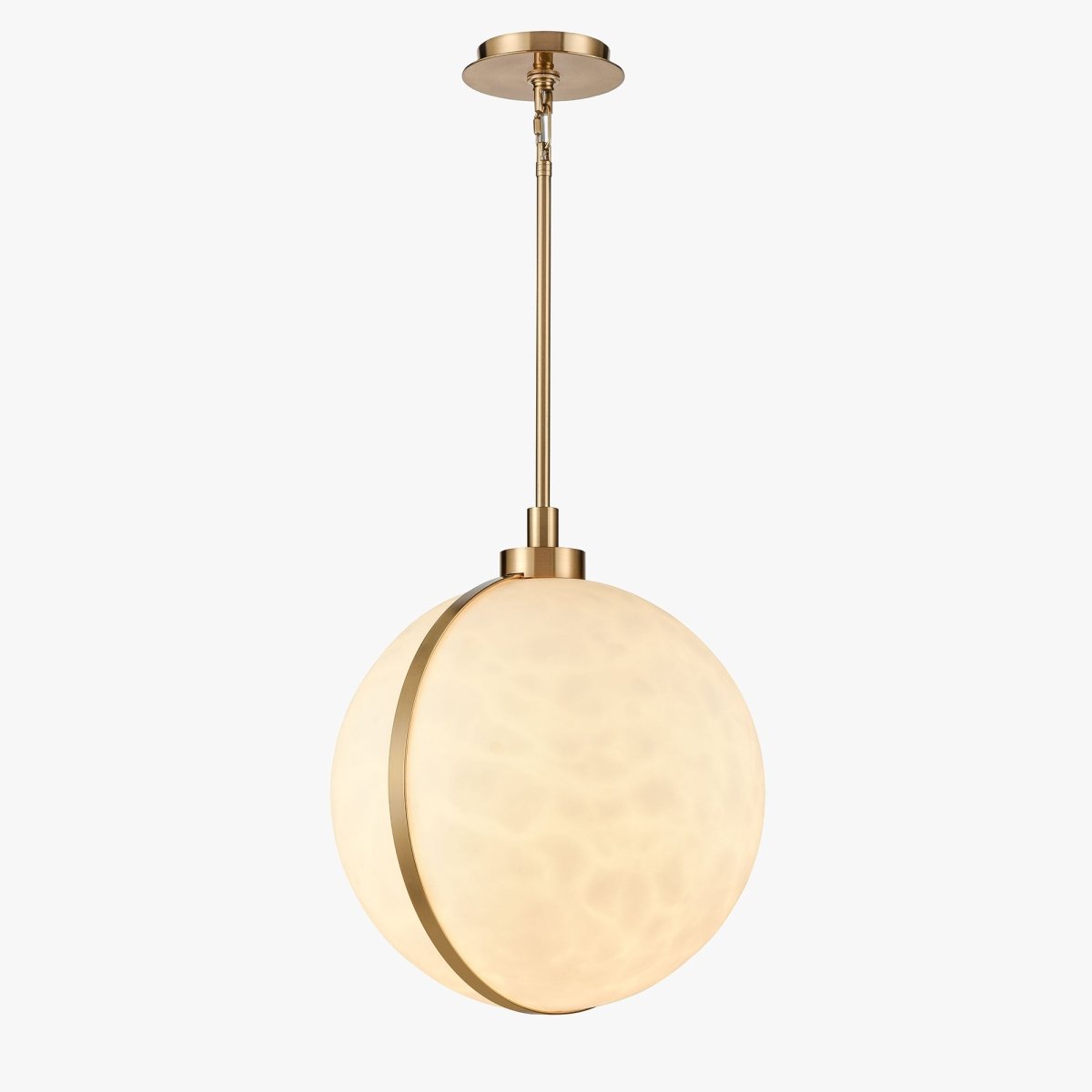 1 Light Mini Pendant Brass finish Hardware with Faux Alabaster, Pendant Lighting, E26 Base - 16”D x 17.5“H