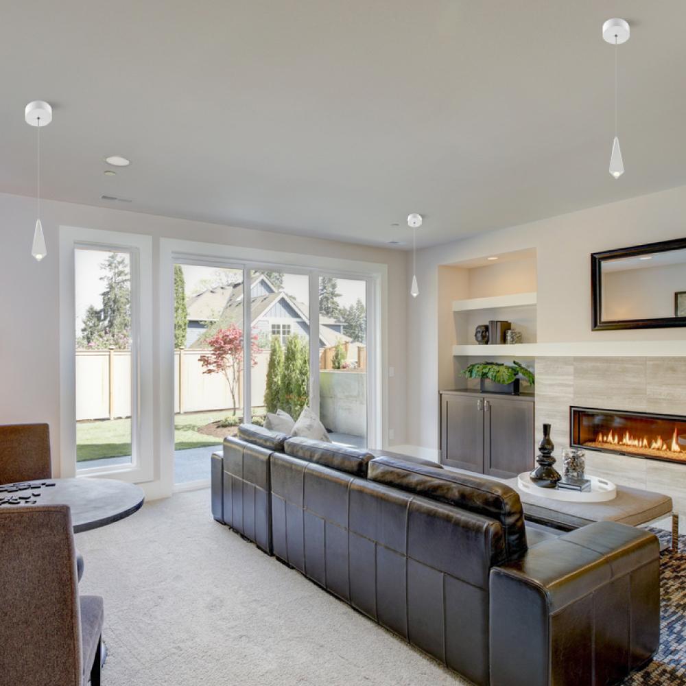 1-Light, Modern LED Three Dimensional Triangle Geometric Chandeliers, 6W, 3000K, 462LM, Dimmable