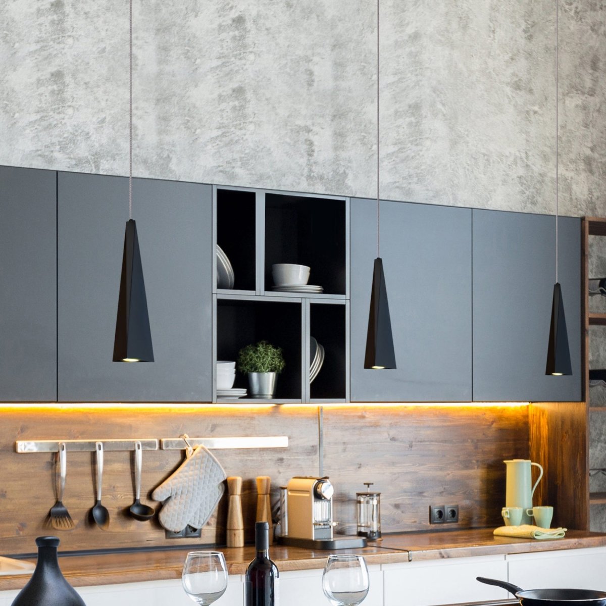 1-Light, Modern LED Three Dimensional Triangle Geometric Chandeliers, 6W, 3000K, 462LM, Dimmable