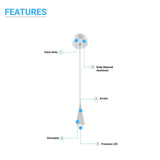 1-Light, Modern LED Three Dimensional Triangle Geometric Chandeliers, 6W, 3000K, 462LM, Dimmable