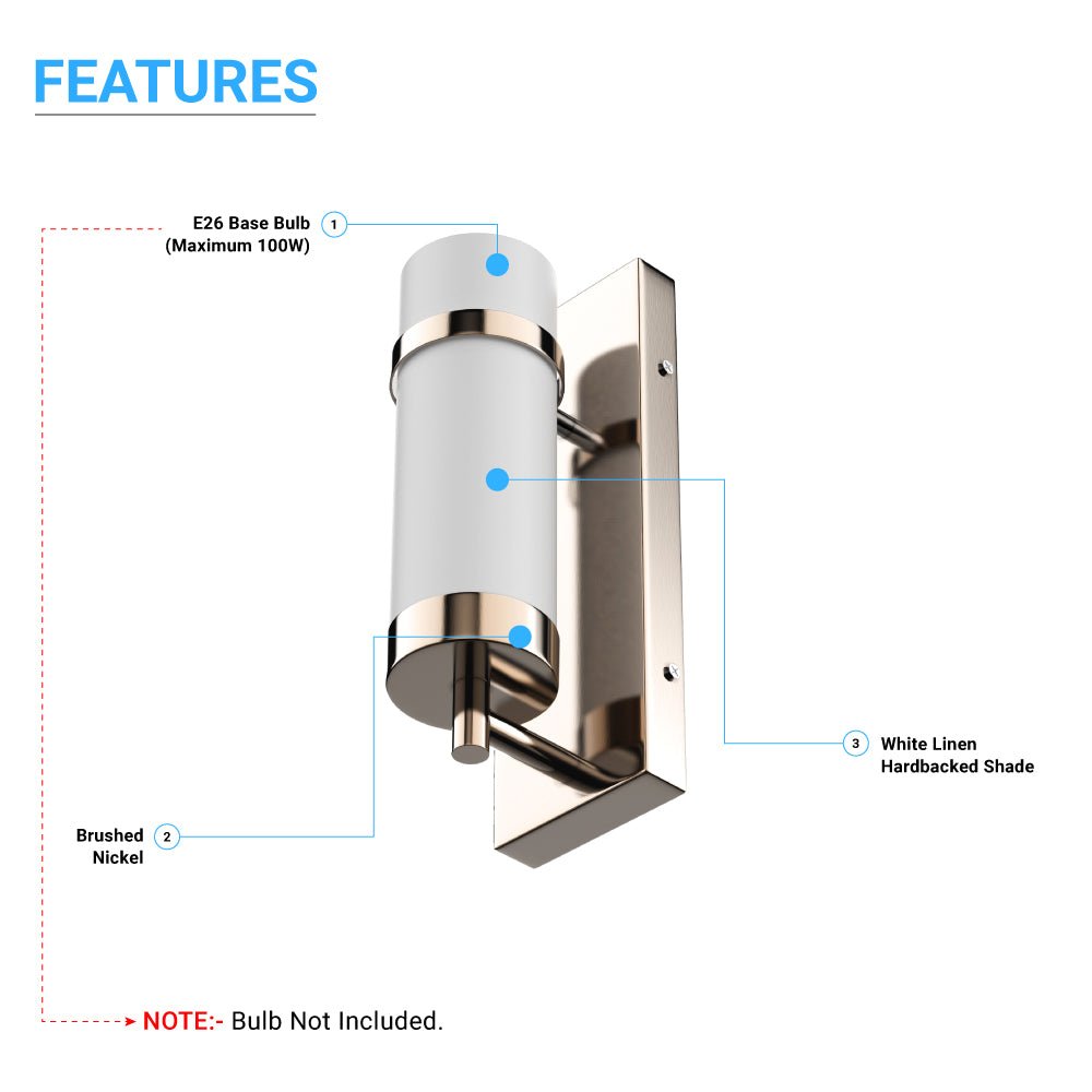 1-Light, Oil Rubbed Bronze/Satin Nickel Finish Wall Sconce with White Glass shade, Wall Mounted Lamps for Home Hotel Corridor Restaurant