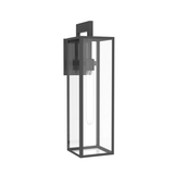1-Light, Outdoor Wall Light, E26 Socket 1X60W, Matte Black, 25" H x 7" W. Extends 10" from the wall, Clear Glass Panels