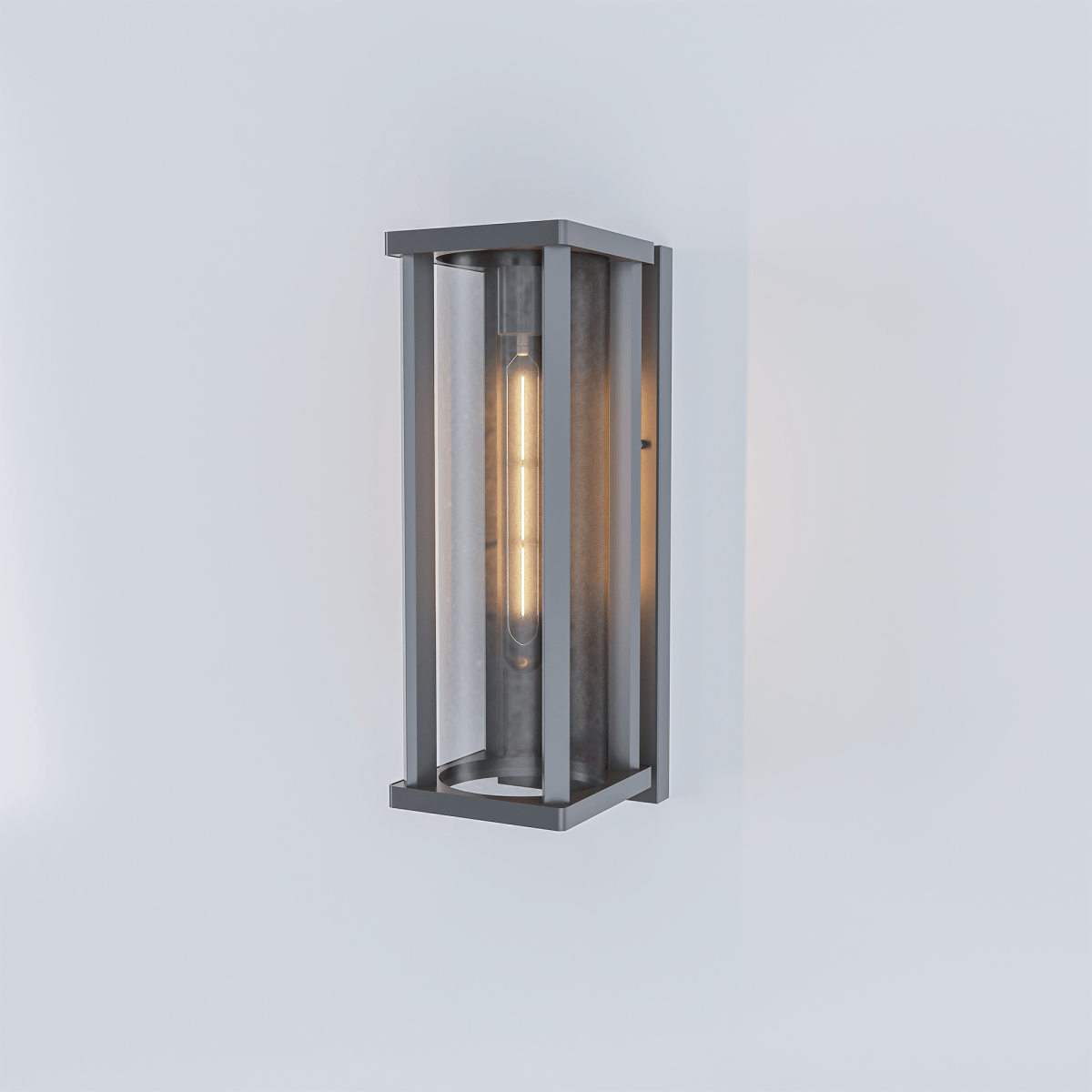 1 Light Outdoor Wall Sconce, Black, Clear Glass, E26 Base, 1X60W, Wall Light Fixtures - 5.31"L x 6.93"W x 15.94"H