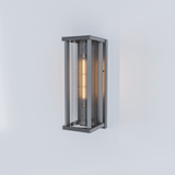 1 Light Outdoor Wall Sconce, Black, Clear Glass, E26 Base, 1X60W, Wall Light Fixtures - 5.31"L x 6.93"W x 15.94"H