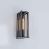 1 Light Outdoor Wall Sconce, Black, Clear Glass, E26 Base, 1X60W, Wall Light Fixtures - 5.31"L x 6.93"W x 15.94"H