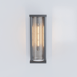 1 Light Outdoor Wall Sconce, Black, Clear Glass, E26 Base, 1X60W, Wall Light Fixtures - 5.31"L x 6.93"W x 15.94"H