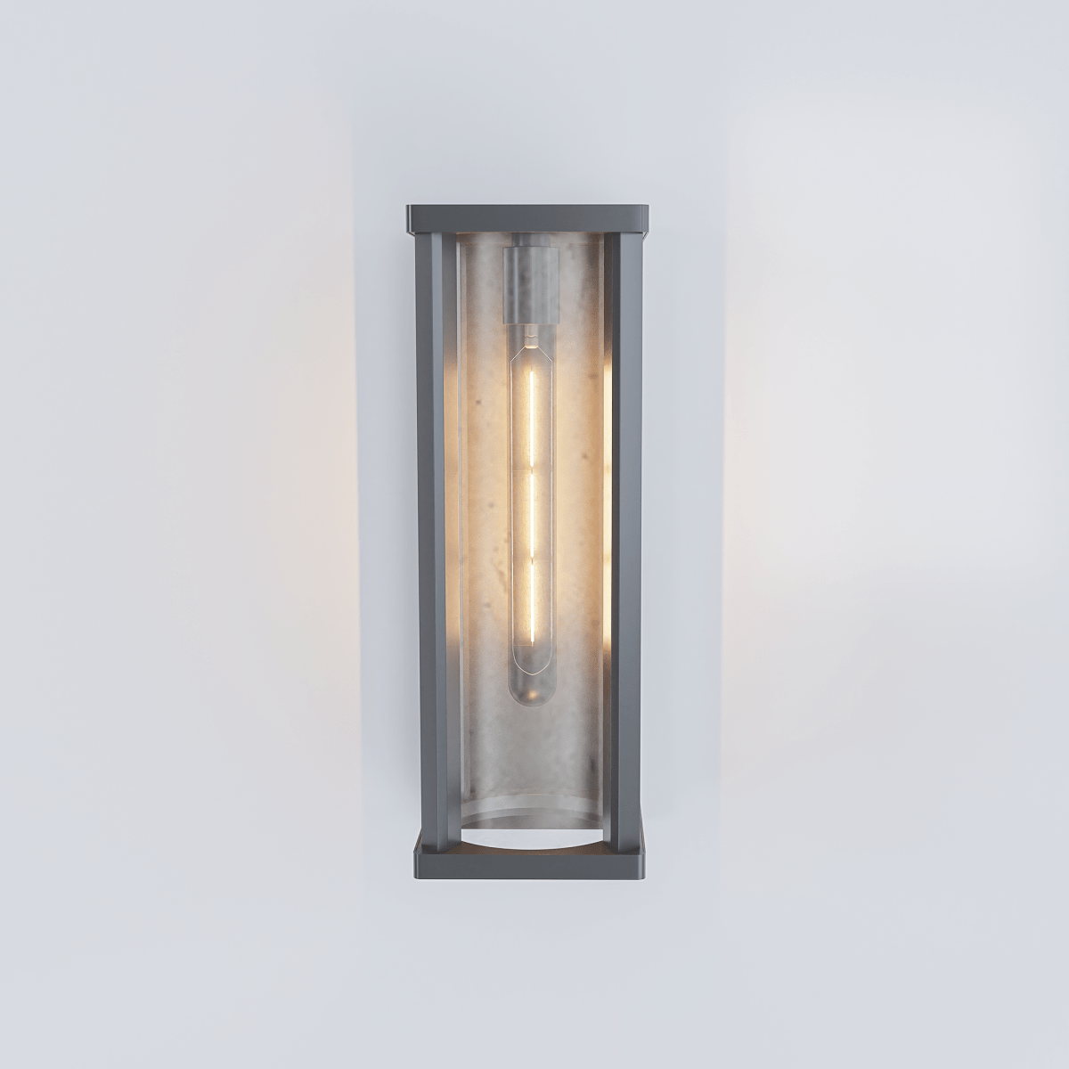 1 Light Outdoor Wall Sconce, Black, Clear Glass, E26 Base, 1X60W, Wall Light Fixtures - 5.31"L x 6.93"W x 15.94"H