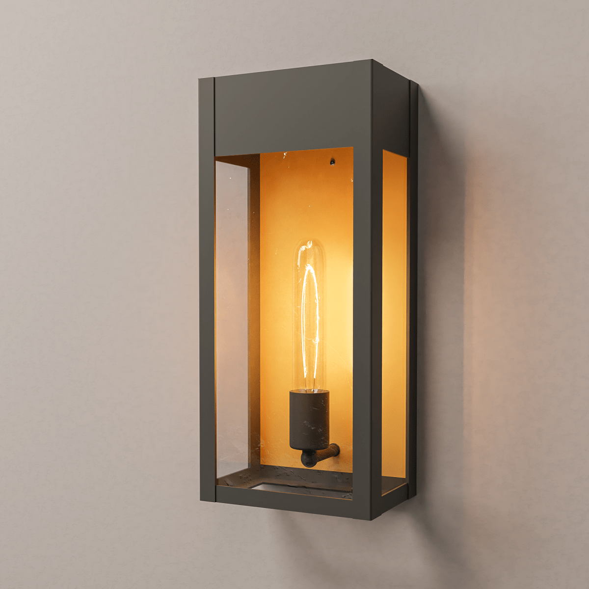 1-Light, Outdoor Wall Sconce Light, Outdoor Lantern, E26 Socket 1X60W, Clear Glass Panels, Matte Black, 18" H x 7.5" W, Extends 5.5" from the wall