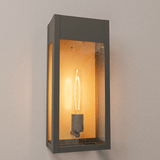 1-Light, Outdoor Wall Sconce Light, Outdoor Lantern, E26 Socket 1X60W, Clear Glass Panels, Matte Black, 18" H x 7.5" W, Extends 5.5" from the wall
