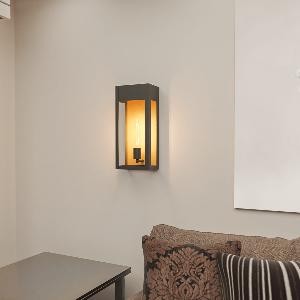 1-Light, Outdoor Wall Sconce Light, Outdoor Lantern, E26 Socket 1X60W, Clear Glass Panels, Matte Black, 18" H x 7.5" W, Extends 5.5" from the wall
