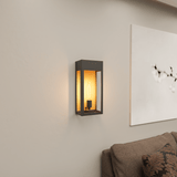 1-Light, Outdoor Wall Sconce Light, Outdoor Lantern, E26 Socket 1X60W, Clear Glass Panels, Matte Black, 18" H x 7.5" W, Extends 5.5" from the wall