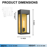 1-Light, Outdoor Wall Sconce Light, Outdoor Lantern, E26 Socket 1X60W, Clear Glass Panels, Matte Black, 18" H x 7.5" W, Extends 5.5" from the wall