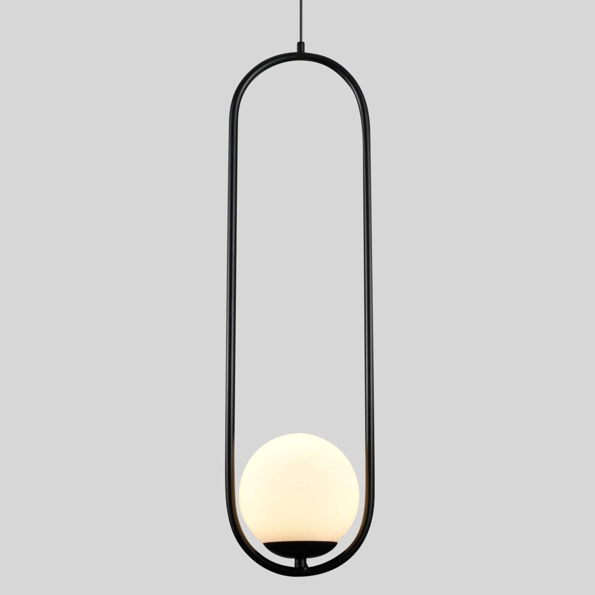 1-Light, Single Bell Pendant Chandelier, 9W, 3000K, Matte Black Body Finish, Dimmable