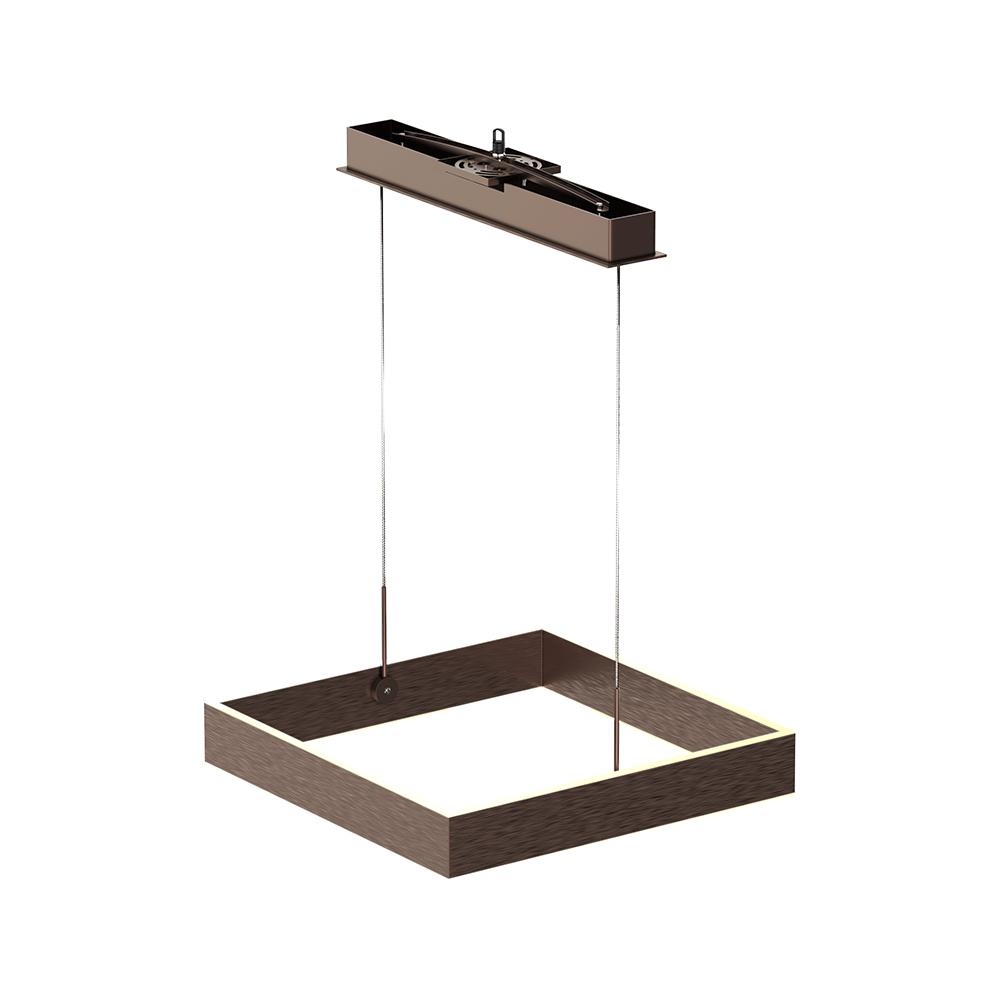 1-Light, Square Chandelier Lighting in Brushed Brown Body Finish, 70W, 3000K(warm white), 5200LM, Dimmable, 5 Years Warranty