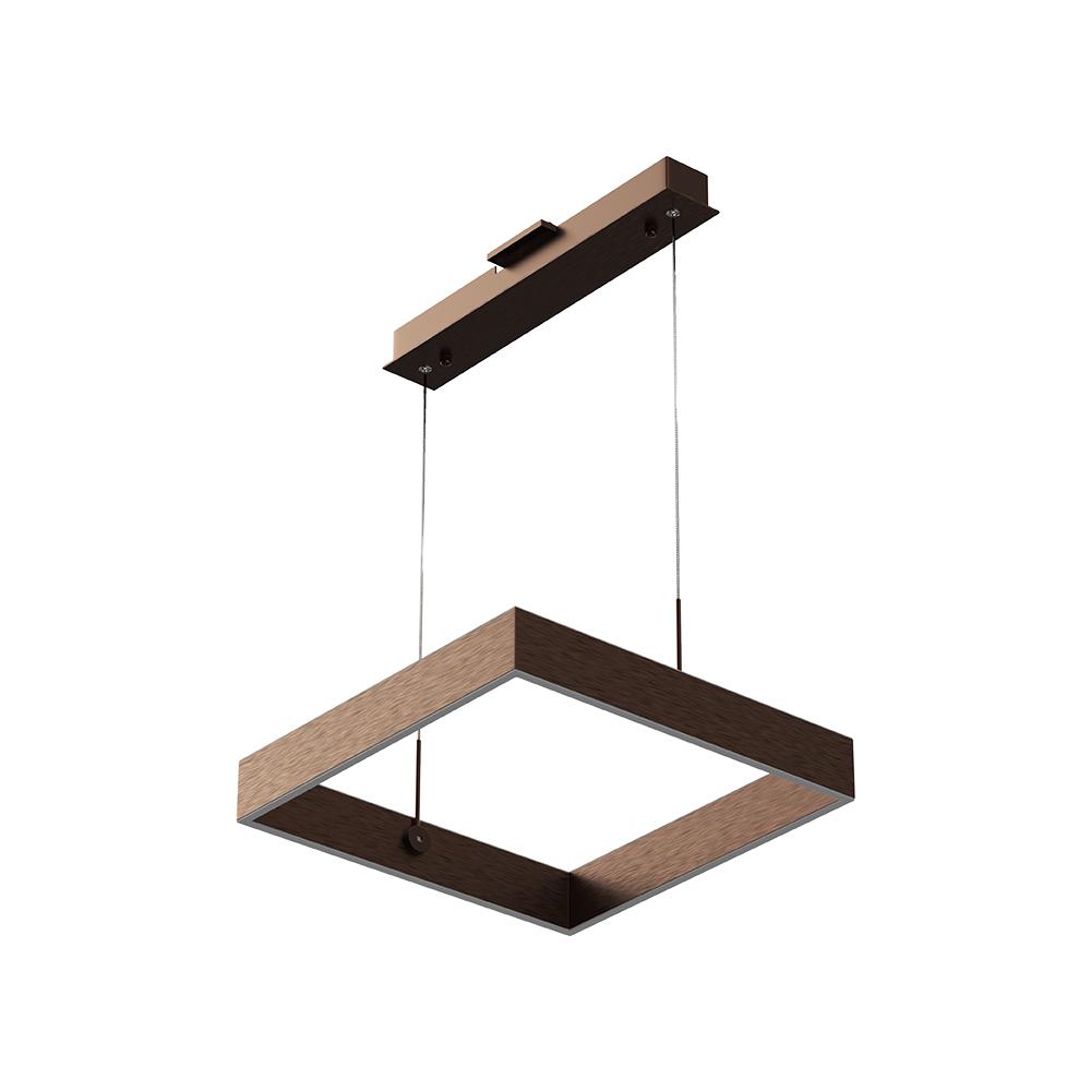 1-Light, Square Chandelier Lighting in Brushed Brown Body Finish, 70W, 3000K(warm white), 5200LM, Dimmable, 5 Years Warranty