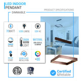 1-Light, Square Chandelier Lighting in Brushed Brown Body Finish, 70W, 3000K(warm white), 5200LM, Dimmable, 5 Years Warranty