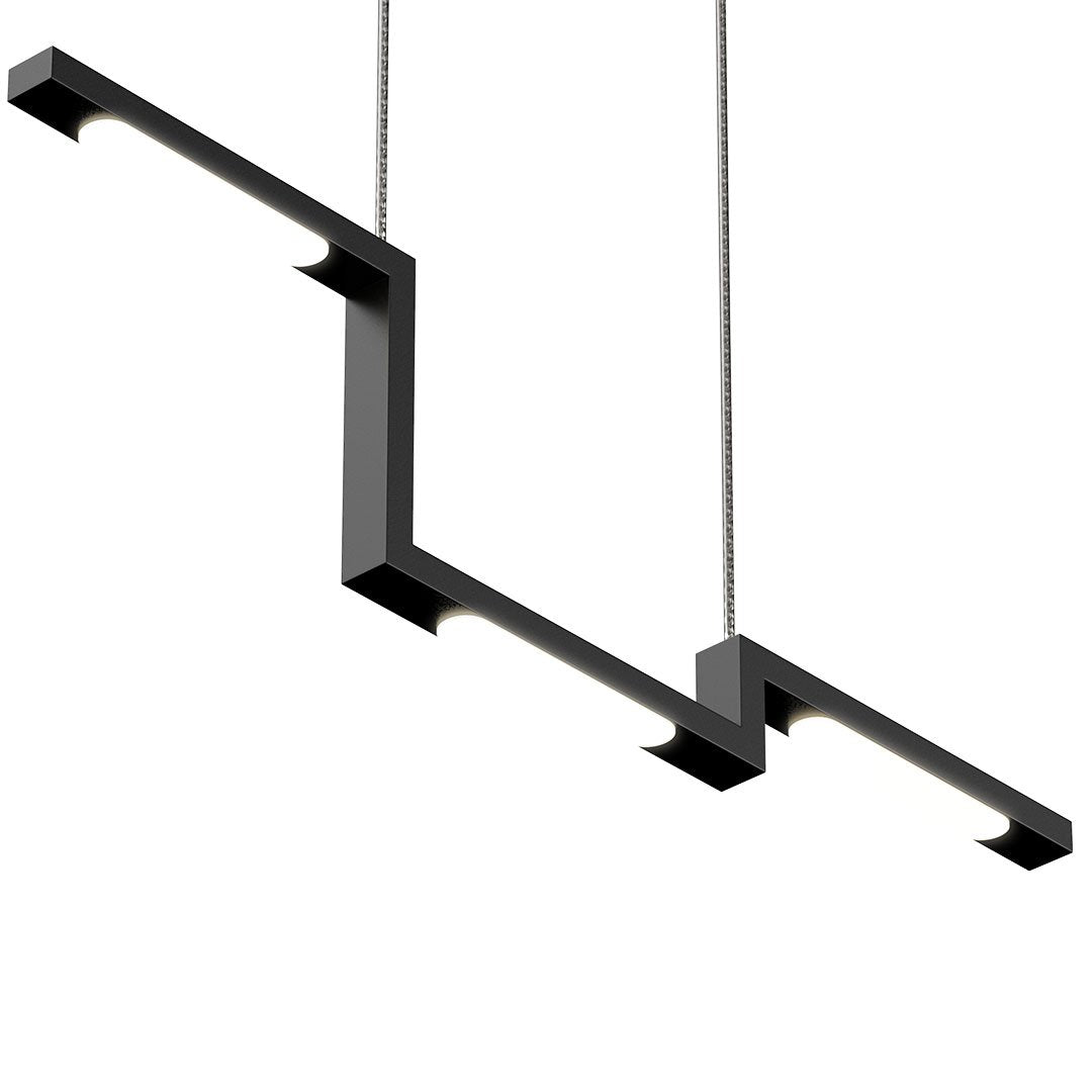 1-Lights, Modern Linear Chandelier Light, 16W, 3000K, 800LM, Suspension Fixture, Matte black Body Finish, Dimmable, 31.5''×1.3''×71'' (Dimension)