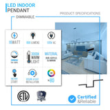 1-Lights, Modern Linear Chandelier Light, 16W, 3000K, 800LM, Suspension Fixture, Matte black Body Finish, Dimmable, 31.5''×1.3''×71'' (Dimension)