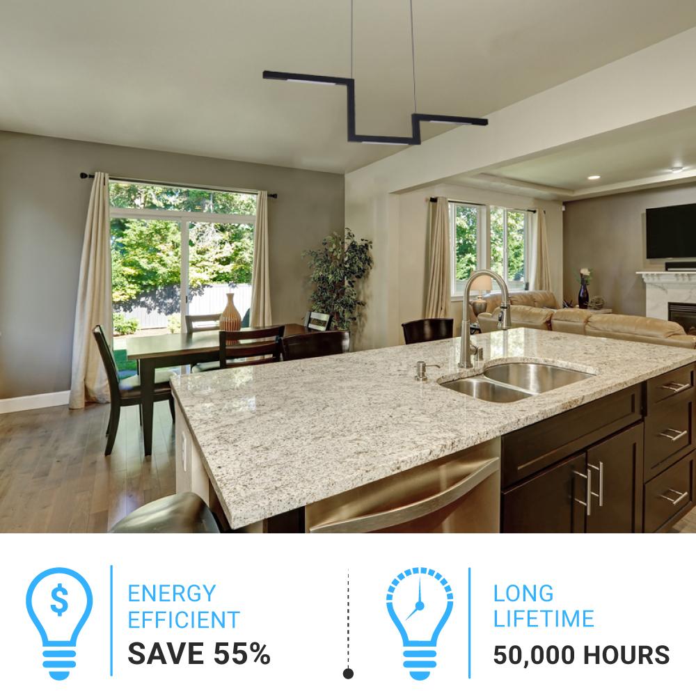 1-Lights, Modern Linear Chandelier Light, 16W, 3000K, 800LM, Suspension Fixture, Matte black Body Finish, Dimmable, 31.5''×1.3''×71'' (Dimension)