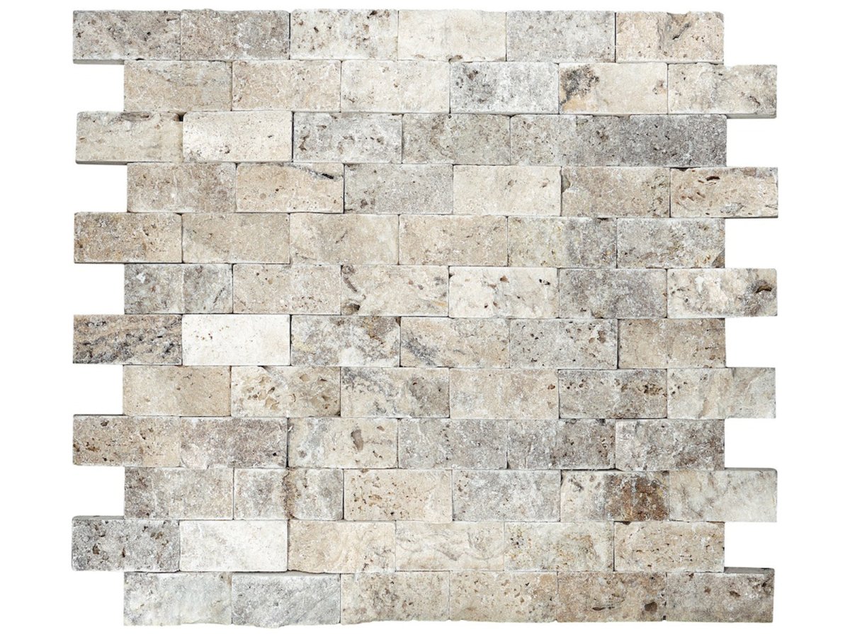 1 X 2 In Brick Picasso Split Face Travertine Mosaic