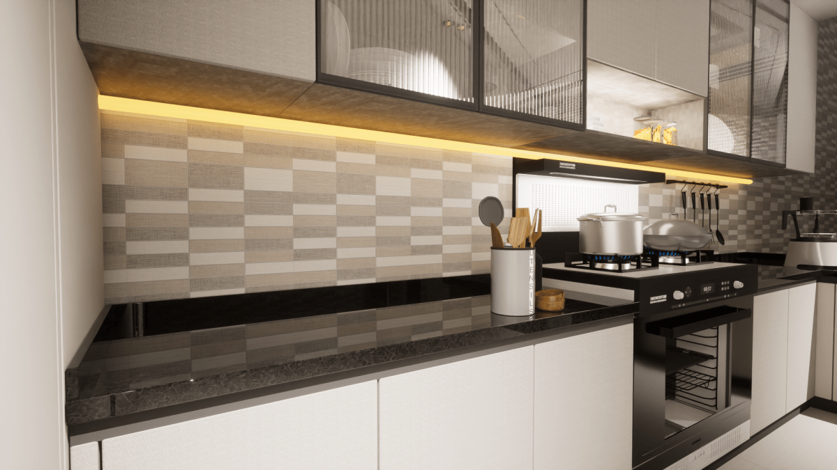 1 X 4 In Stacked Belgian Light Blend Linen Matte Color Body Porcelain Mosaic