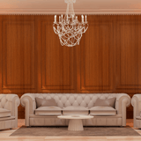 10-Light Traditional Beaded Candle Chandelier Wash Wood Finish with Blue Crystal ,E12 Base - 34“D x 50”H