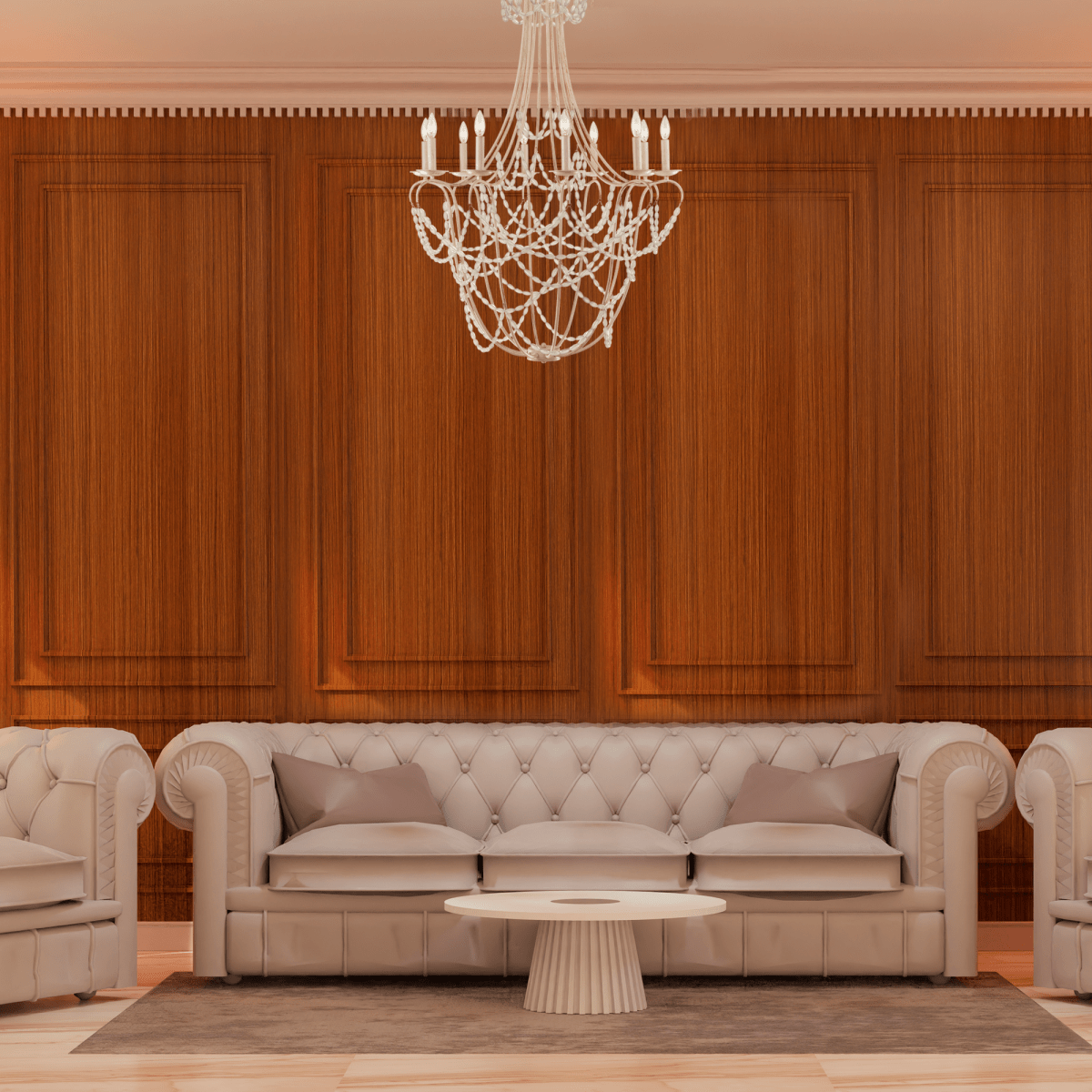 10-Light Traditional Beaded Candle Chandelier Wash Wood Finish with Blue Crystal ,E12 Base - 34“D x 50”H