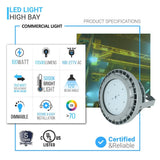 100 Watt LED Explosion Proof Round High Bay Light, C Series,  Dimmable, 5000K, 13500LM, AC100-277V, IP66, Hazardous Location Lighting Fixtures