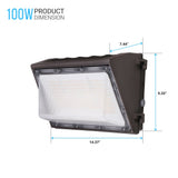 100W LED Wall Pack with Dusk to Dawn Photocell, 5700K, 14900LM, AC120-277V, Waterproof, UL & DLC Listed