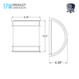 10.25" Dimmable Half Cylinder LED Wall Sconce BN Color, 17W, 1100 Lumens, AC120V, For Living Room, Bedroom, Hallway, Kitchen