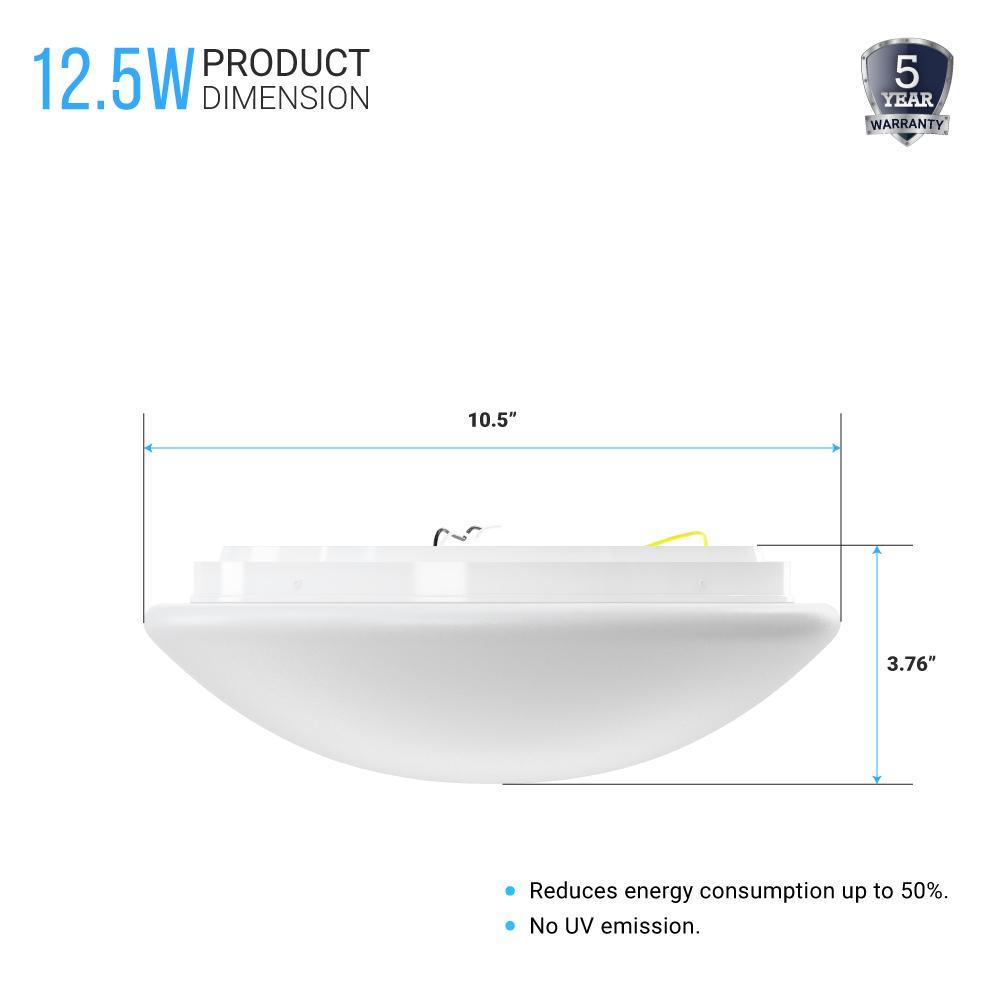 10.5 Inch Mushroom Shape LED Flush Mount Ceiling Light - 12.5 Watt, 1050 Lumens - Dimmable - Round Ceiling Light