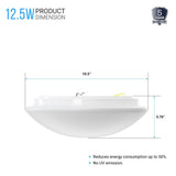 10.5 Inch Mushroom Shape LED Flush Mount Ceiling Light - 12.5 Watt, 1050 Lumens - Dimmable - Round Ceiling Light