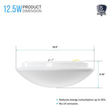 10.5 Inch Mushroom Shape LED Flush Mount Ceiling Light - 12.5 Watt, 1050 Lumens - Dimmable - Round Ceiling Light
