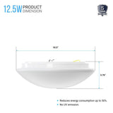 10.5 Inch Mushroom Shape LED Flush Mount Ceiling Light - 12.5 Watt, 1050 Lumens - Dimmable - Round Ceiling Light
