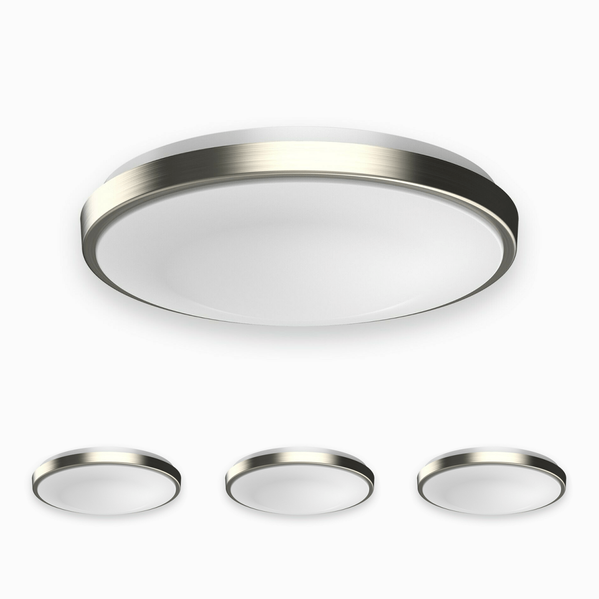 11 in. Round Brushed Nickel Dimmable Flush Mount Ceiling Light, Single Ring, 1050 Lumens, Power 15W, 3 Color Switchable (3000K/4000K/5000K)