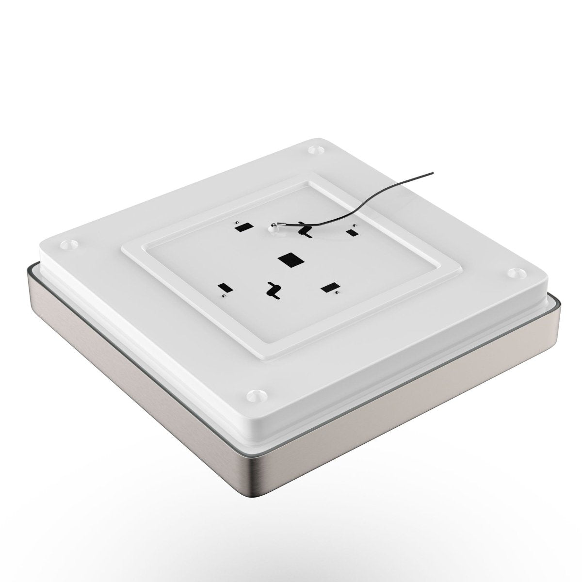 11 in. Square Single Ring Flush Mount Ceiling Light, 1050LM, Power 15W, AC120V, 4000K Dimmable Brushed Nickel, Hallway Light Fixture