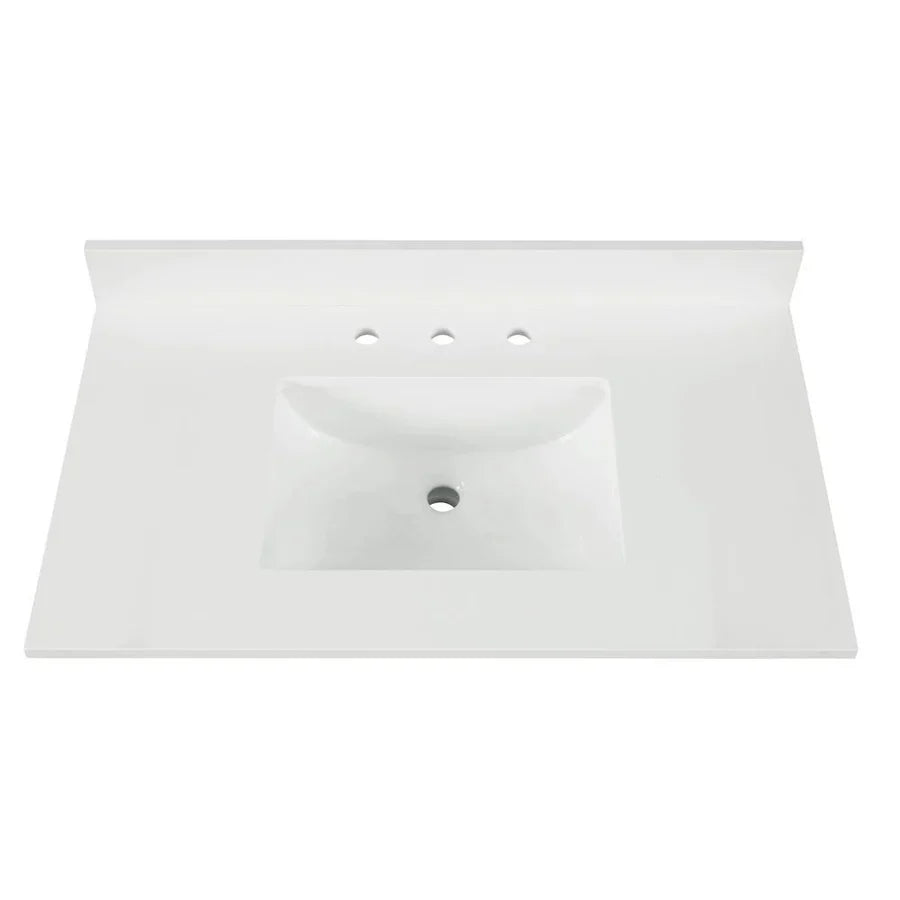 49-in Pure White Quartz Single Sink Bathroom Vanity Top ( Snow White) - 49" x 22" x 3/4"