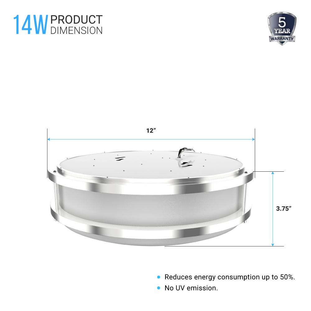 12 in. Dimmable LED Flush Mount Ceiling Lights, Double Ring, 14W, 1100LM, 3000K Warm White, Brushed Nickel Finish Steel, ETL Listed, For Hallway Kitchen Stairwell