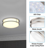 12 in. Dimmable LED Flush Mount Ceiling Lights, Double Ring, 14W, 1100LM, 3000K Warm White, Brushed Nickel Finish Steel, ETL Listed, For Hallway Kitchen Stairwell