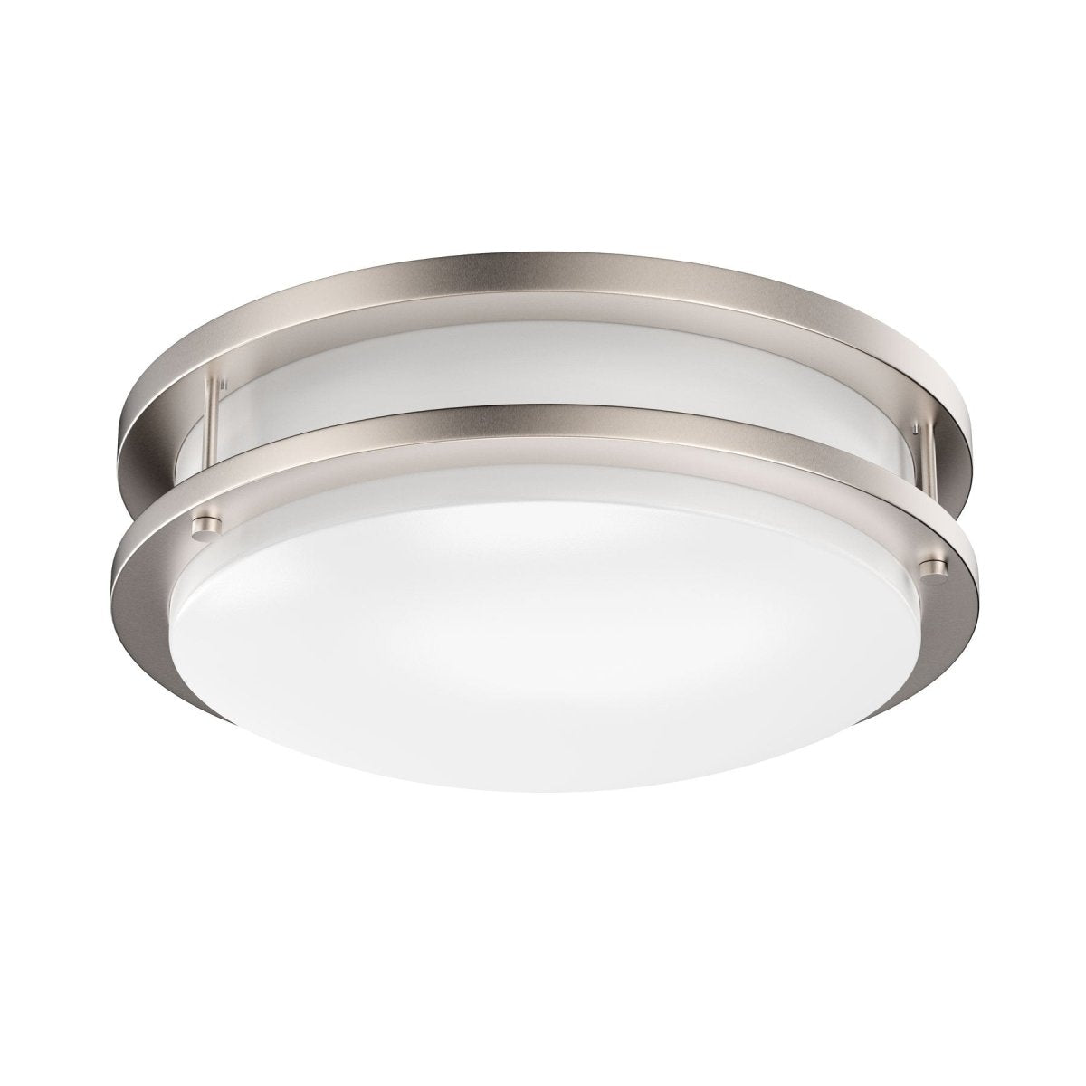 12 Inch Dimmable LED Flush Mount Ceiling Lights, Double Ring, 15W 1050LM, 3000K/4000K /5000K Changeable Ceiling Lights, Brushed Nickel Finish Ceiling Lamp For Kitchen Hallway Bedroom Laundry