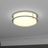 12 Inch Dimmable LED Flush Mount Ceiling Lights, Double Ring, 15W 1050LM, 3000K/4000K /5000K Changeable Ceiling Lights, Brushed Nickel Finish Ceiling Lamp For Kitchen Hallway Bedroom Laundry